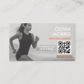Minimalistische moderne fitnessinstructeur QR-code Visitekaartje (Voorkant)