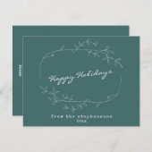 Minimalistische Moderne Floral WreatGreen Custom Feestdagenkaart (Voorkant / Achterkant)