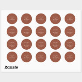 Minimalistische moderne formele script terracotta ronde sticker (Vel)