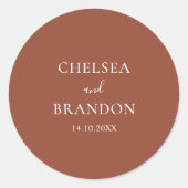 Minimalistische moderne formele script terracotta ronde sticker (Voorkant)