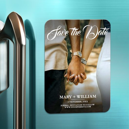 Minimalistische moderne foto Bewaar de datum huwel Magneet