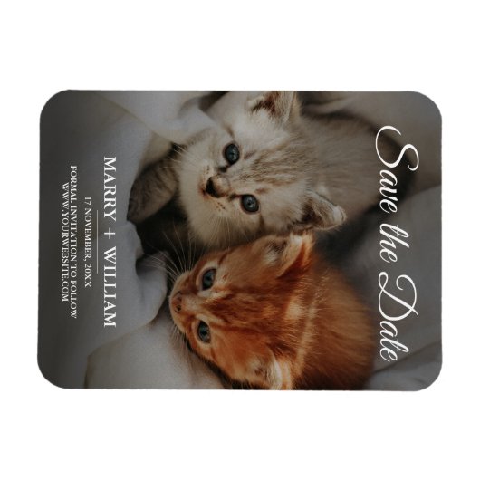 Minimalistische moderne foto Bewaar de datum huwel Magneet (Horizontaal)