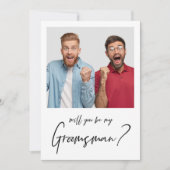 Minimalistische moderne foto bruidsjonker uitnodig kaart (Voorkant)