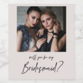 Minimalistische moderne foto bruidsmeisje voorstel wijn etiket (Enkel label)