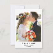 Minimalistische moderne foto bruiloft chique scrip bedankkaart (Voorkant)