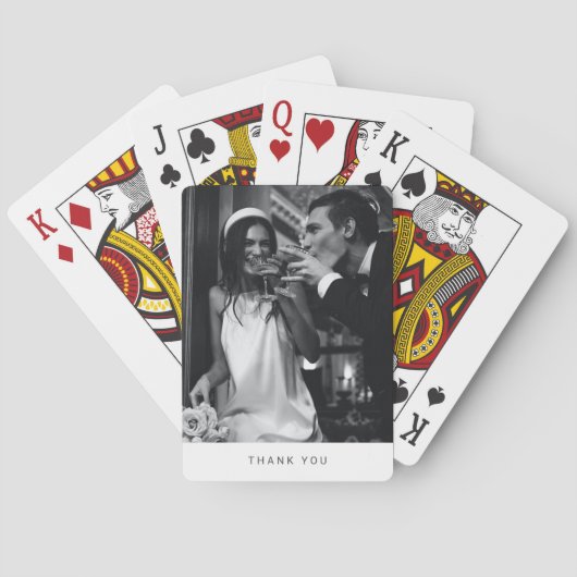Minimalistische moderne foto bruiloft Dank je wel Pokerkaarten (Achterkant)
