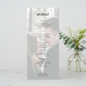 Minimalistische moderne foto bruiloft menu (Staand voorkant)