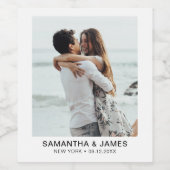 Minimalistische moderne foto bruiloft op maat wijn etiket (Enkel label)