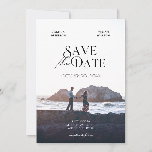 Minimalistische moderne foto bruiloft save the date (Voorkant)