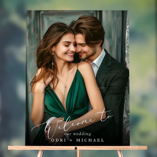 Minimalistische moderne foto bruiloft welkom acryl bord (Neutraal)