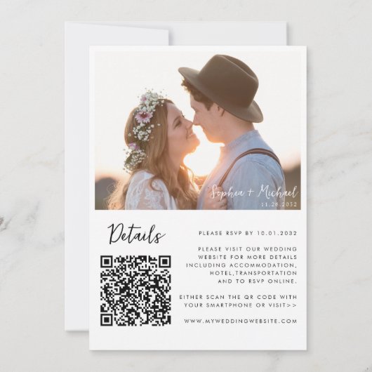 Minimalistische moderne foto Details QR Website br Kaart (Achterkant)