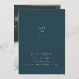 Minimalistische moderne foto Elegant Dark Blauwgro Save The Date