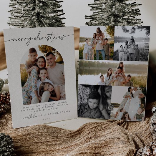 Minimalistische moderne foto familie kerst Kaart