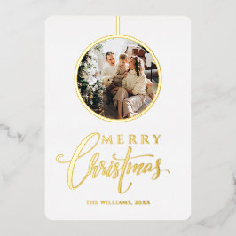 Minimalistische moderne foto gouden kerst folie feestdagenkaart