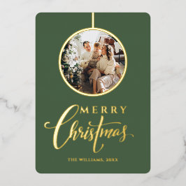 Minimalistische moderne foto gouden kerst folie feestdagenkaart