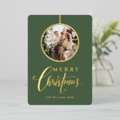 Minimalistische moderne foto gouden kerst folie feestdagenkaart (Staand Voorkant)