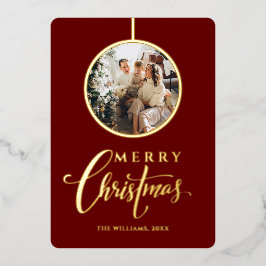 Minimalistische moderne foto gouden Kerstmis  Folie Feestdagenkaart