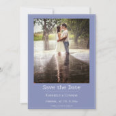 Minimalistische moderne foto in maagdenpalmblauw save the date (Voorkant)