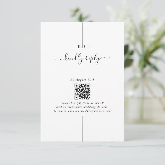 Minimalistische moderne foto inline monogram bruil informatiekaartje (Staand voorkant)