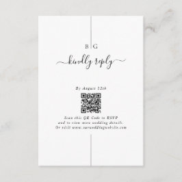 Minimalistische moderne foto inline monogram bruil informatiekaartje