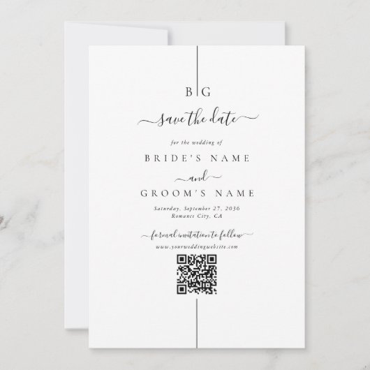 Minimalistische moderne foto inline monogram bruil save the date (Voorkant)