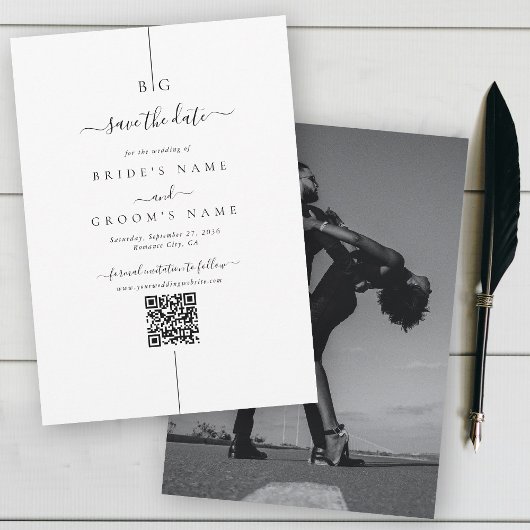 Minimalistische moderne foto inline monogram bruil save the date