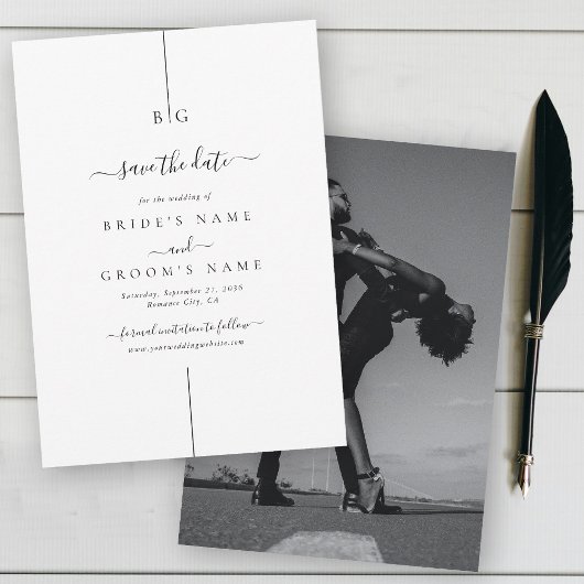 Minimalistische moderne foto inline monogram bruil save the date