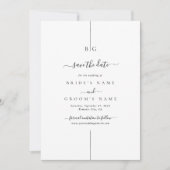 Minimalistische moderne foto inline monogram bruil save the date (Voorkant)