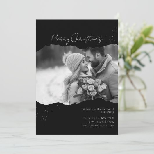Minimalistische moderne foto kerst Kaart (Staand voorkant)