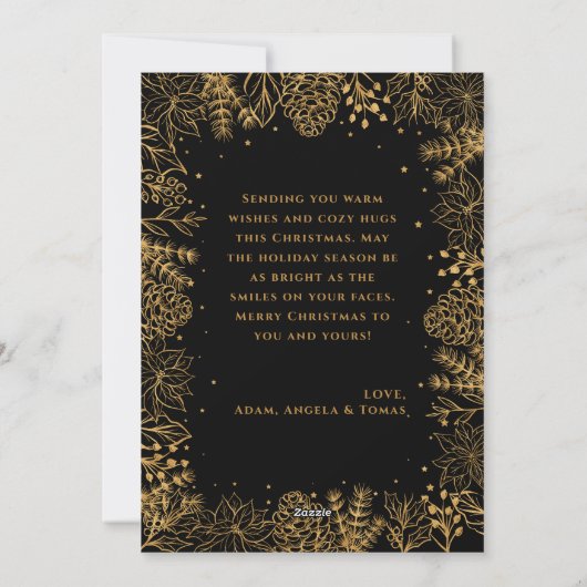 Minimalistische moderne foto kerst zwart feestdagenkaart (Achterkant)