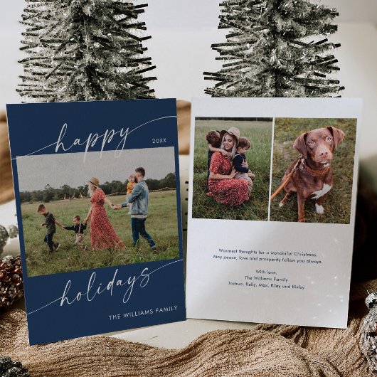 Minimalistische moderne foto kerstvakantie Kaart