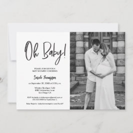 Minimalistische moderne foto Oh Baby shower Kaart