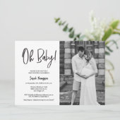 Minimalistische moderne foto Oh Baby shower Kaart (Staand voorkant)