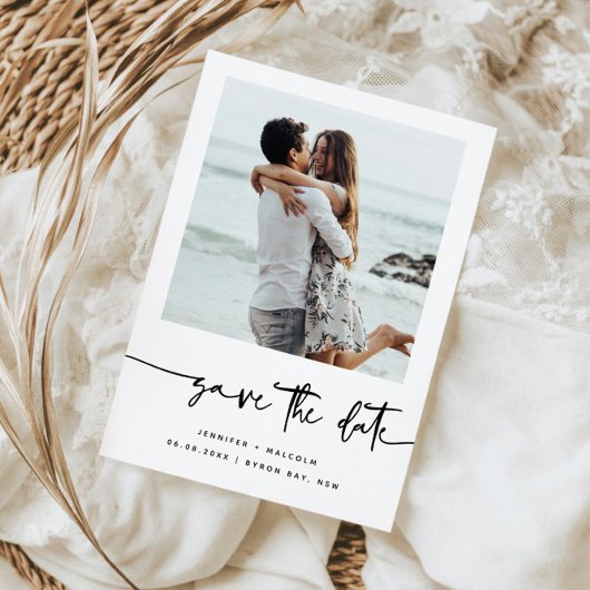 Minimalistische moderne foto Save the Date uitnodi Kaart