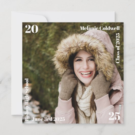 Minimalistische moderne fotocollage Afstuderen Aankondiging (Voorkant)