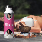 Minimalistische moderne fotocollage gepersonalisee waterfles