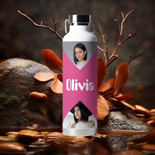 Minimalistische Moderne Fotocollage Persoonlijk Waterfles