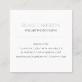 Minimalistische moderne fotograaf vierkante visitekaartje (Achterkant)