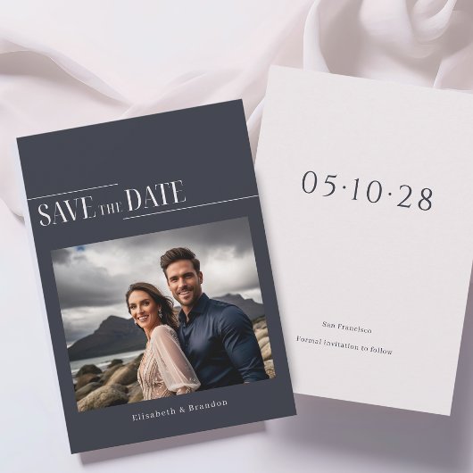 Minimalistische moderne fototrouw  save the date