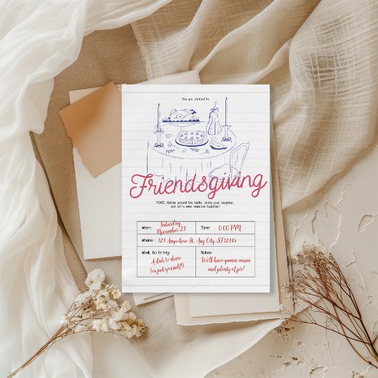 Minimalistische moderne Friendsgiving-dinerfeest Kaart