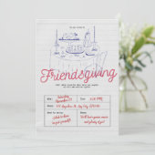 Minimalistische moderne Friendsgiving-dinerfeest Kaart (Staand voorkant)
