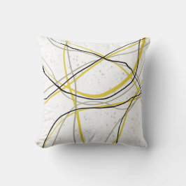 minimalistische moderne gele en zwarte lijnkunst kussen