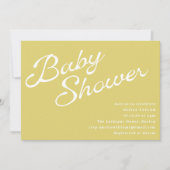 Minimalistische moderne gele retro script baby sho kaart (Voorkant)