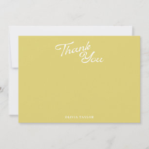 Minimalistische moderne gele retro script babyborr bedankkaart