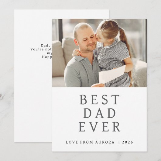 Minimalistische moderne gelukkige vaders dag 1 fot feestdagenkaart (Voorkant / Achterkant)