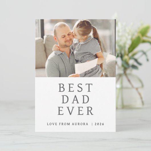 Minimalistische moderne gelukkige vaders dag 1 fot feestdagenkaart (Staand voorkant)