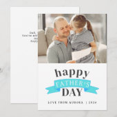 Minimalistische moderne gelukkige vaders dag 1 fot feestdagenkaart (Voorkant / Achterkant)