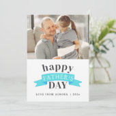 Minimalistische moderne gelukkige vaders dag 1 fot feestdagenkaart (Staand voorkant)