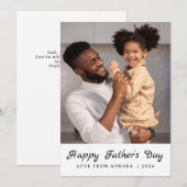 Minimalistische moderne gelukkige vaders dag 1 fot feestdagenkaart (Voorkant / Achterkant)