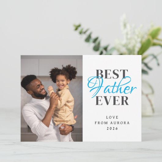 Minimalistische moderne gelukkige vaders dag 1 fot feestdagenkaart (Staand voorkant)